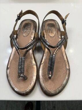 b.o.c. Metallic Bronze Braided T-Strap Sandals